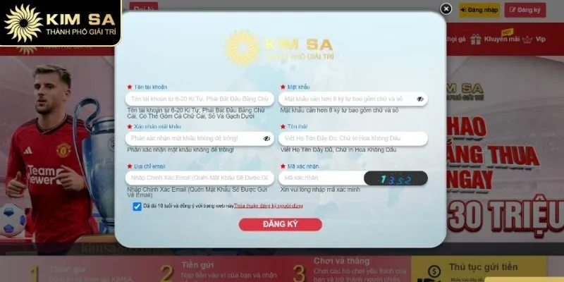 ĐĂNG KÝ KIMSA 2 Đảm bảo dữ liệu chính xác mới có thể mở tài khoản